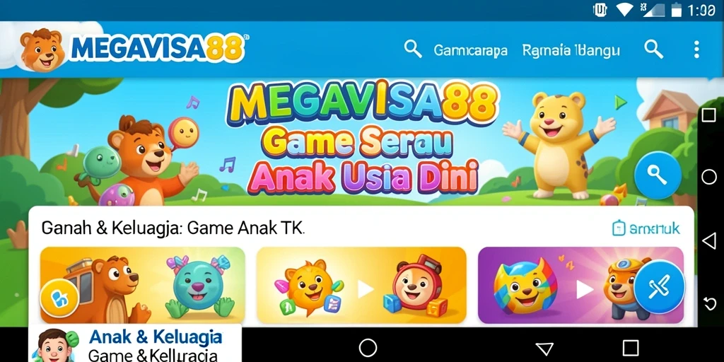 Antarmuka ceria dan edukatif dari MEGAVISA88 untuk anak-anak.