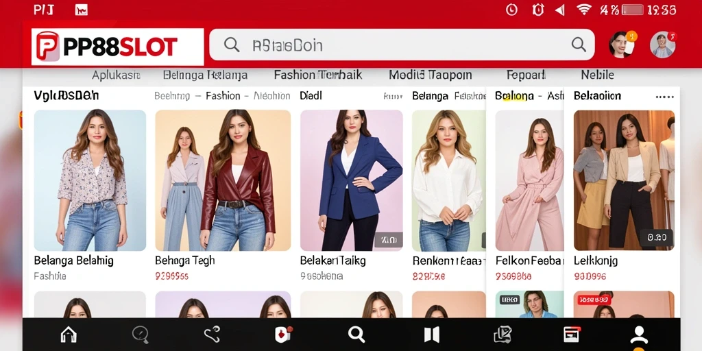 Antarmuka aplikasi PP88SLOT menampilkan banyak pilihan fashion stylish.