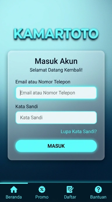 Tampilan halaman login kamartoto